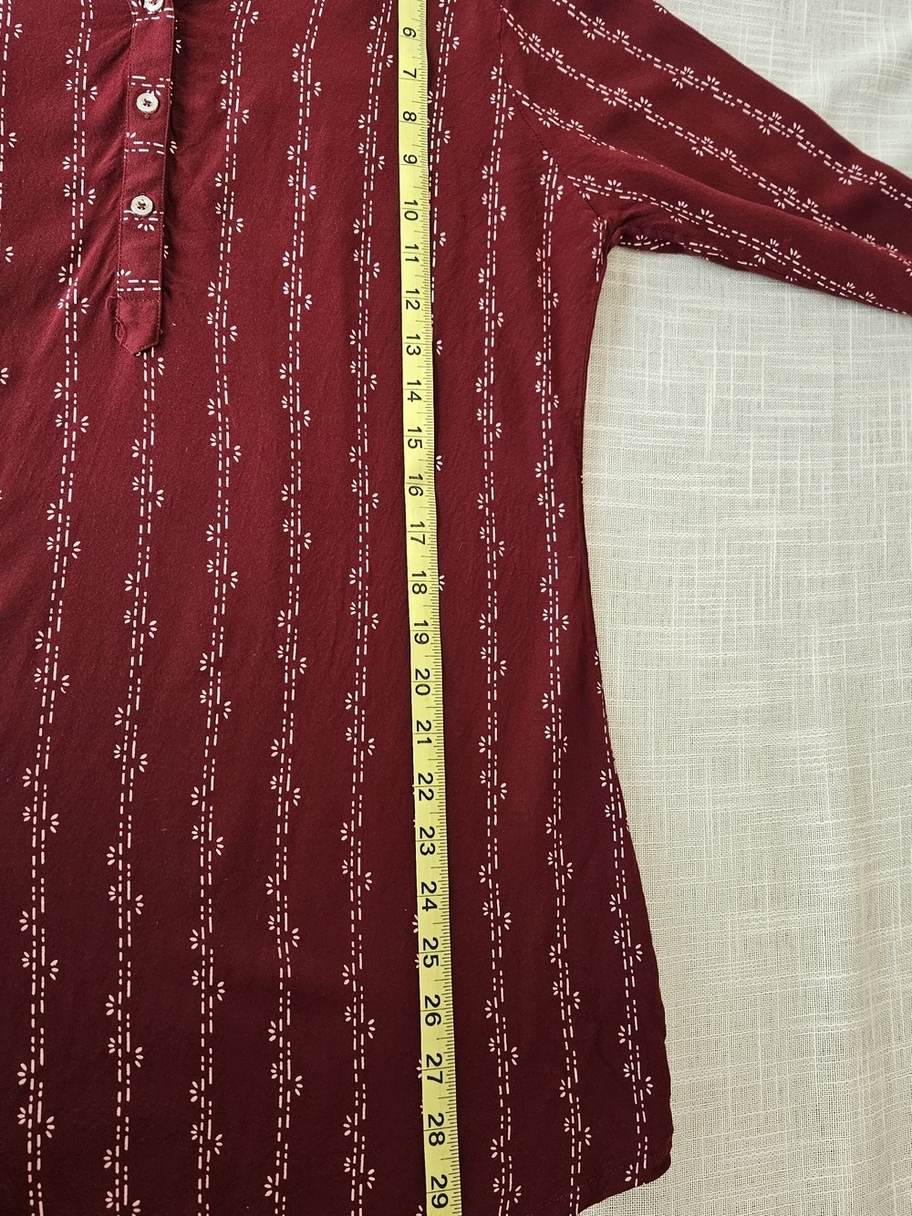 Zola Maroon Printed Henley Tunic Blouse - Picture 11 of 11